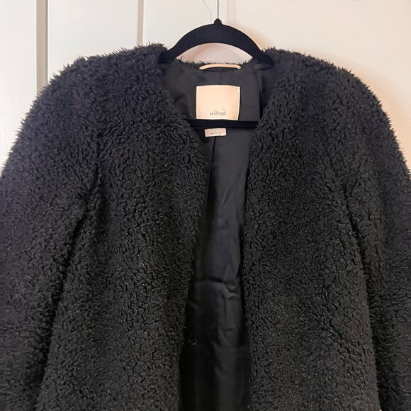 Aritzia WILFRED Black Labaratoire Teddy Coat Size 2 - Picture 3 of 7